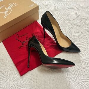 CHRISTIAN LOUBOUTIN Pigalle Follies 100 Pump Heel Black Patent Leather Size 39